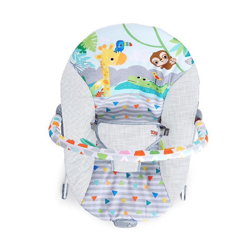 Photo 1 of Bright Starts Safari Fun 3-Point Harness Vibrating Baby Bouncer with -Toy bar