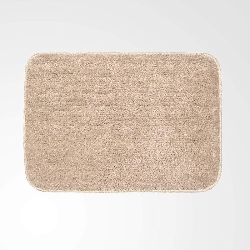 Photo 1 of Anti-Slip Bath Rug for Bathroom Kitchen Spa Absorbent Soft Microfiber Bath Mat with Rubber Backing Beige 24x17 Inches Rectangle