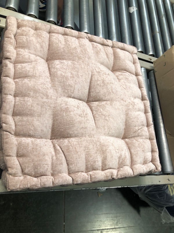Photo 1 of 20&#34;x20&#34; Oversize Diah Poly Chenille Square Floor Pillow Ivory - Intelligent Design