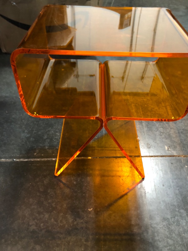 Photo 3 of Acrylic Nightstand Side Table Modern Design Clear Home Decor Display End Table for Living Room (Orange)