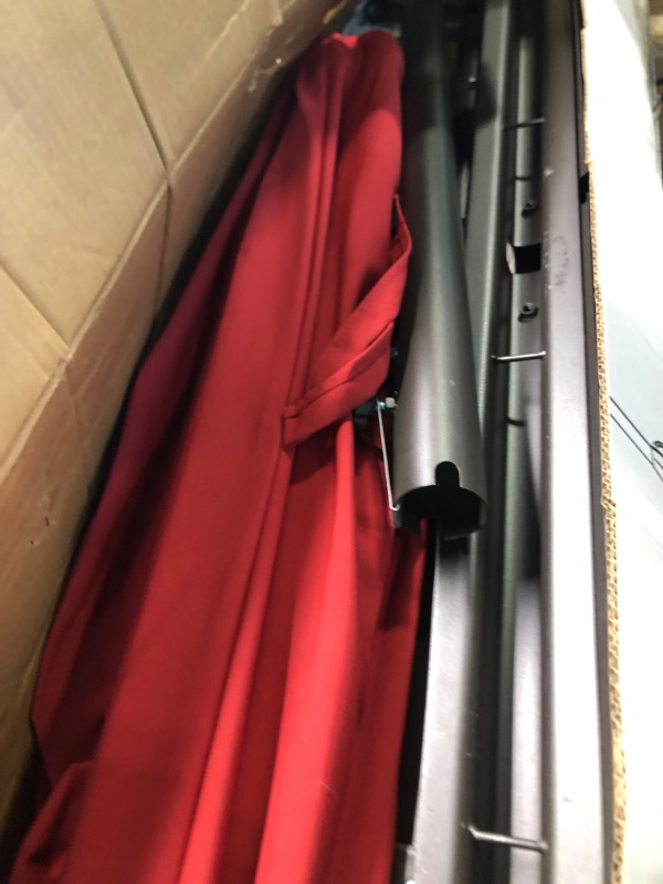 Photo 1 of BLUU 10 FT Patio Offset Umbrella Outdoor Cantilever Umbrella Hanging Umbrellas, Fade Resistant Crank & Cross Base (Burgundy, 10 FT WITH 600D COVER) Burgundy 10 FT WITH 600D COVER