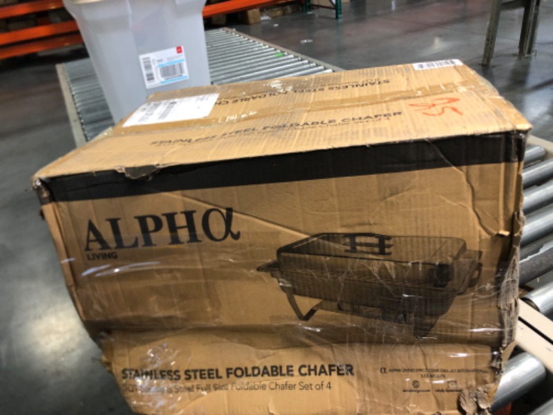 Photo 1 of ALPHA LIVING 70014-GRAY 4 Pack 8QT Chafing Dish High Grade Stainless Steel Chafer Complete Set, 8 QT, Alpine Gray Handle