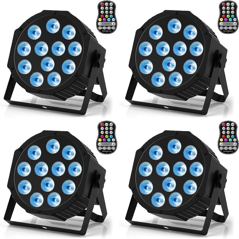 Photo 1 of Rechargeable Par Lights Wireless RGBW 4-in-1 LED Uplights Battery Powered Stage Lights, HOLDLAMP DJ Lights Sound Activated with Remote & DMX Control for Festival Party Event Wedding Bar (4 Packs)