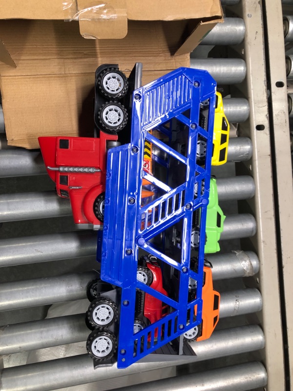 Photo 2 of Boley 5-in-1 Big Rig Hauler Truck Carrier Toy - Complete Trailer with Construction Toys and Accessories - Great Toy for Boys, Girls who Love Cars and Trucks!