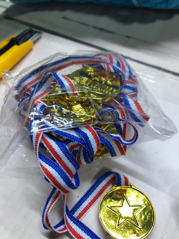 Photo 3 of 100 Packs Children's Gold Plastic Winner Medals Kids Golden Winner Awards Medals