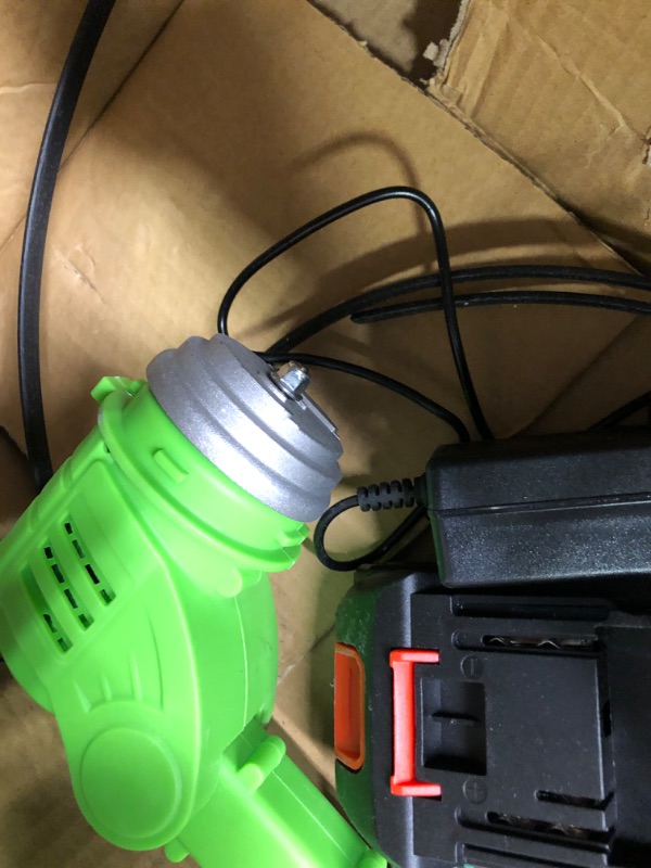 Photo 1 of Weed Wacker Cordless Electric Weed Eater Battery Powered 21V, Lightweight Grass Trimmer/Lawn Edger/Brush Cutter, 2X 2Ah Battery Operated Weed Whacker, No String Weed Trimmer Weedeater for Garden Yard Weed Trimmer Green