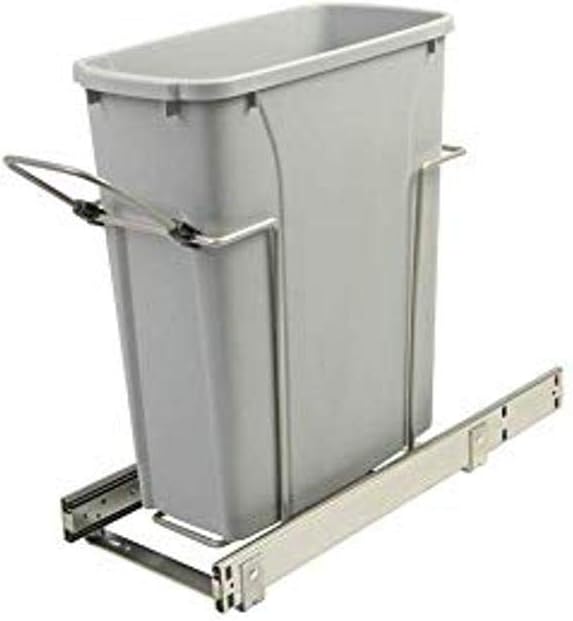 Photo 1 of 8.375 in. x 20.125 in. x 17.313 in. 20 Qt. In-Cabinet Single Soft-Close Bottom-Mount Pull-Out Trash Can - Platinum