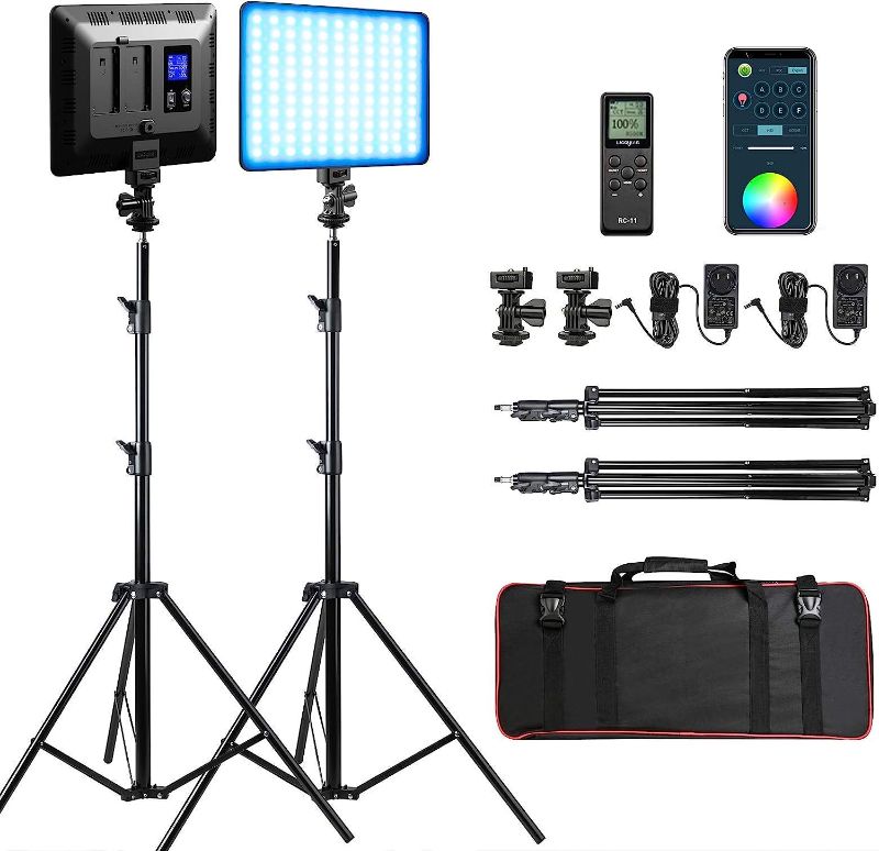 Photo 1 of ***ONE LAMP DOESNT WORK*** Weeylite Sprite20 2-Packs LED Video Lighting Kit for Photography, Full RGB Color LED Studio Lights for Video Recording, Streaming & Filming, LED Panel Light with APP/Remote Control, 2500-8500K