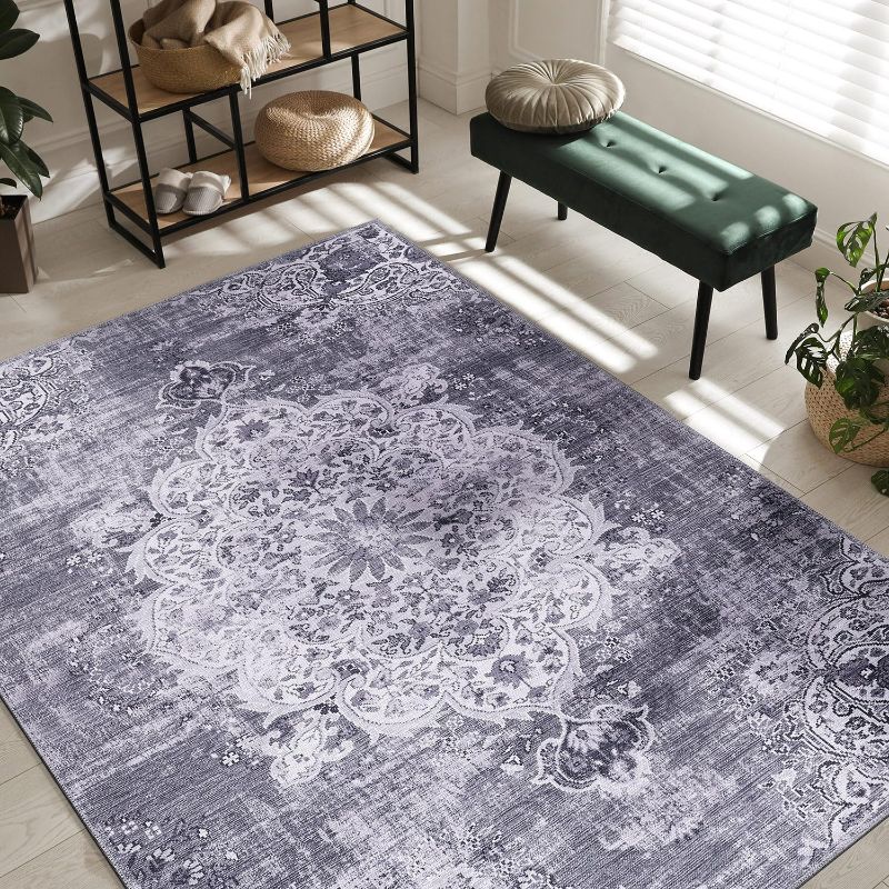 Photo 1 of 
Roll over image to zoom in






VIDEOS

CAMILSON Machine Washable Area Rugs with Non Slip (Anti-Slip) Backing for Living Room Bedroom, Distressed Vintage Washable Rug 5x7, Stain and Water Resistant, Bohemian Indoor Carpet (5 x 7, Gray)