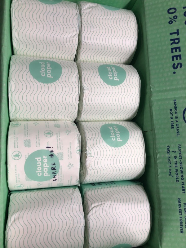 Photo 2 of Cloud Paper Bamboo Toilet Paper - 24 Rolls of Environmentally-Friendly Toilet Paper, 3-ply, 350 sheets per roll - Soft and Strong, FSC-Certified, Elementally Chlorine-Free, Plastic-Free, Vegan