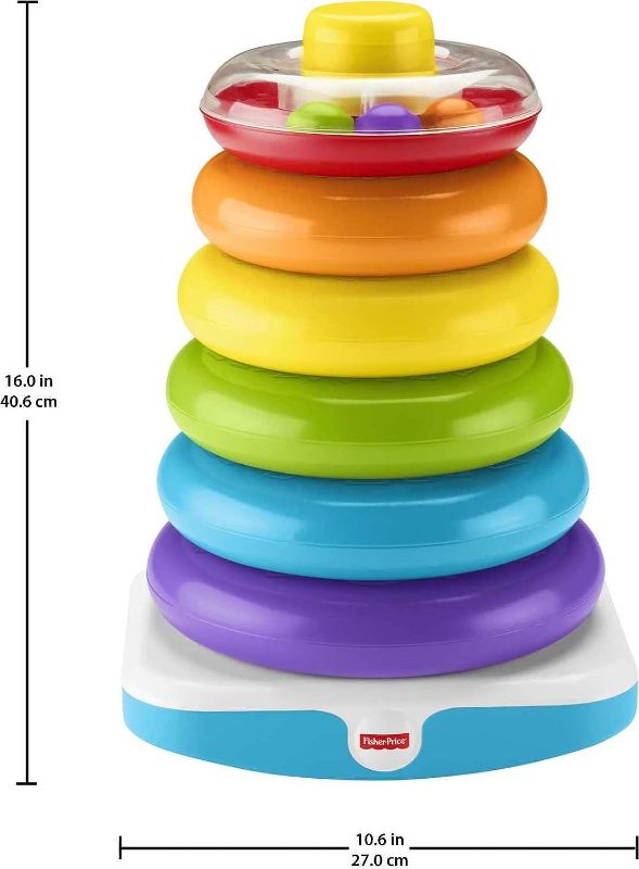 Photo 1 of Fisher-Price Toddler Toy Giant Rock-A-Stack, 6 Stacking Rings with Roly-Poly Base for Ages 1+ Years, 14+ Inches Tall