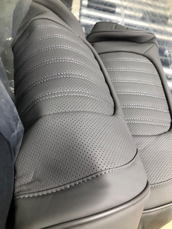 Photo 2 of FEELON 2 Pieces ZC Car Seat Covers Front Bottom Seat Cushion Covers, Waterproof Nappa Leather, Anti-Slip and Wrap Around The Bottom, Universal Auto Interior Fit for Sedans SUV Pick-up Truck, Grey