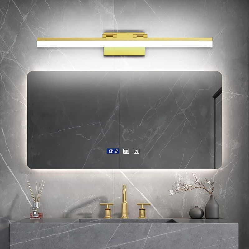 Photo 1 of SOLFART 31.5 inch Dimmable LED Modern Golden Bathroom Vanity Lights LED Over Mirror Fixture