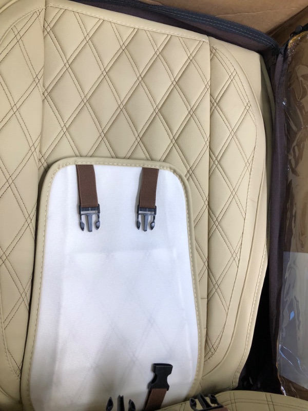 Photo 1 of OASIS AUTO Car Seat Covers Accessories 2 Piece Front Premium Nappa Leather Cushion Protector Universal Fit for Most Cars SUV Pick-up Truck, Automotive Vehicle Auto Interior Décor (OS-009 Tan) OS-009 FRONT PAIR TAN