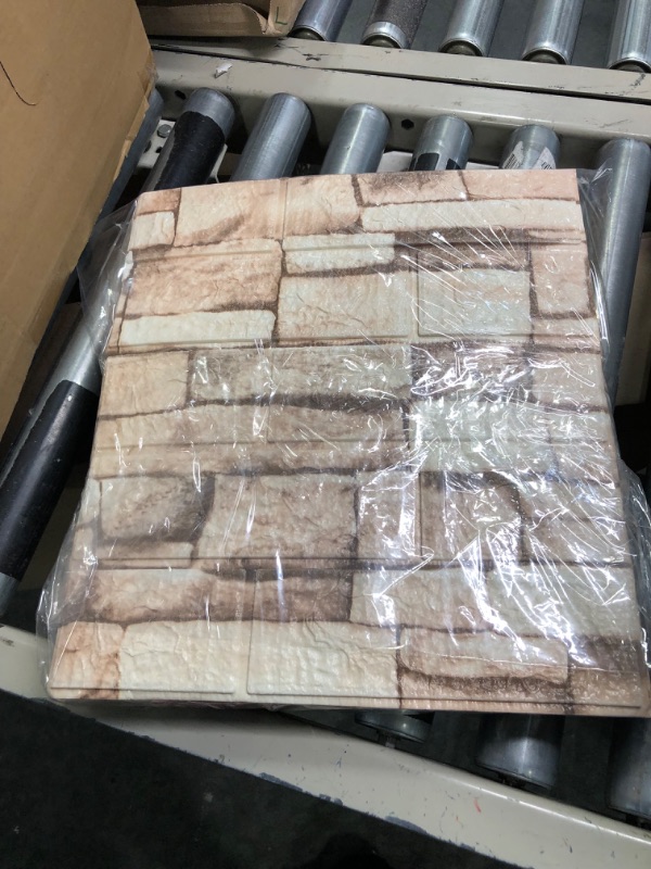 Photo 1 of 10PCS 3D Wall Panels Peel and Stick Foam 3D Brick Wallpaper Peel and Stick Faux Stone Wall Panel Self-Adhesive Wallpaper (10PCS, Rock Color) 10PCS Rock color