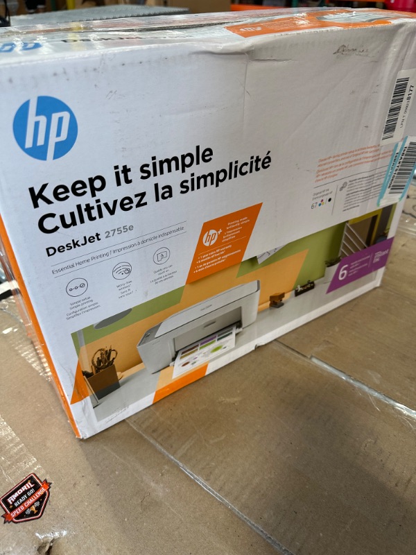 Photo 2 of HP DeskJet 2755e Wireless Color All-in-One Printer with bonus 6 months Instant Ink (26K67A), white