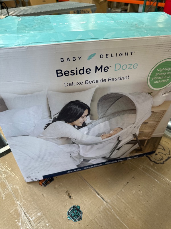 Photo 2 of Baby Delight Beside Me Doze Deluxe Baby Bassinet, Bedside Sleeper, Foldable, Removeable Canopy, Pebble Grey