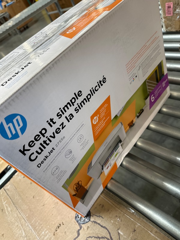 Photo 2 of HP DeskJet 2755e Wireless Color All-in-One Printer with bonus 6 months Instant Ink (26K67A), white