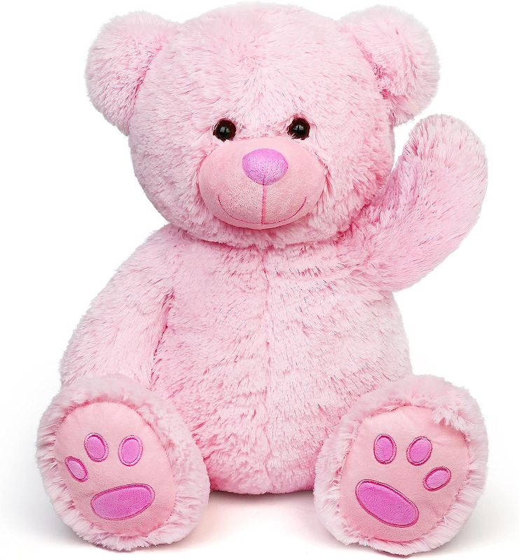 Photo 1 of LotFancy Teddy Bear Stuffed Animals, 20 inch Pink Stuffed Bear, Cute Plush Toy with Footprints, Plushies for Kids Baby Toddlers on Baby Shower, Valentine's Day Gift for Girlfriend, Easter Decoration