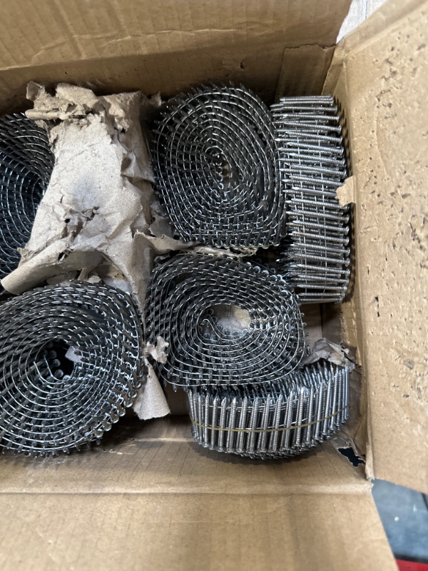 Photo 1 of 3600 Count 1-1/4-Inch x .090-Inch Ring Shank 304 Stainless Steel Siding Nails 15-Degree Collated Wire Coil Siding Nails 1-1/4 Inch