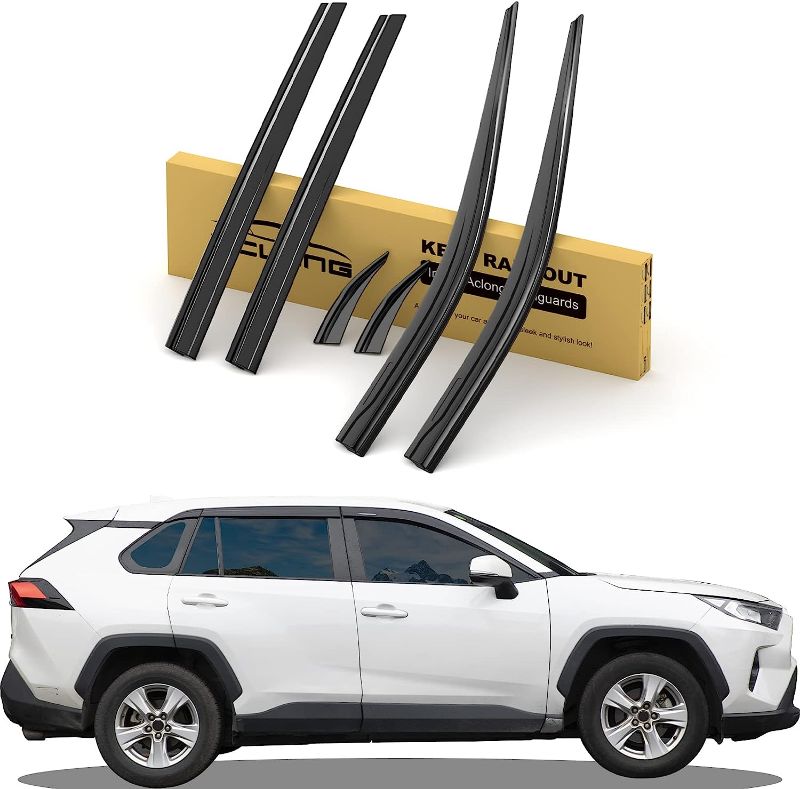 Photo 1 of Aclong Rain Guards fit for Toyota RAV4 2019-2023 Extra Durable Tape-On Side Window Vent Visor Deflectors Rain Guards Compatible with Toyota RAV4 2019 2020 2021 2022 2023, 6-Piece Set