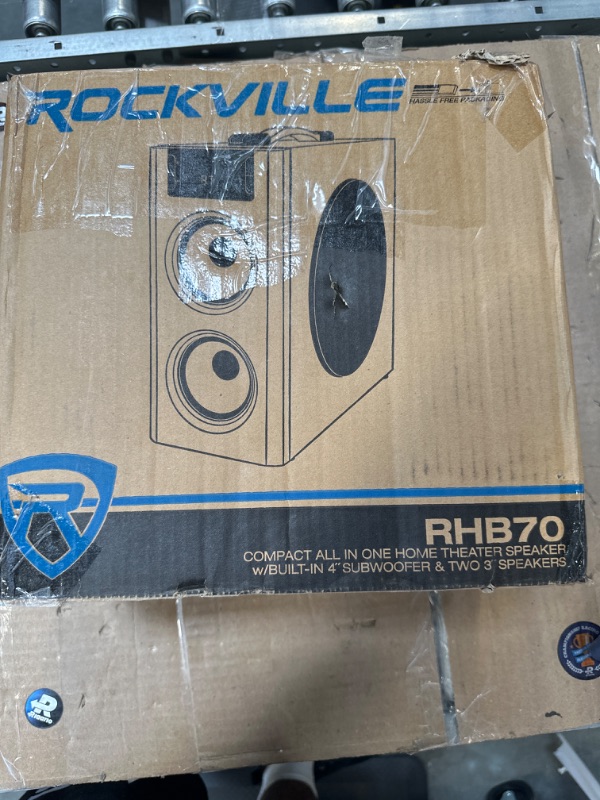 Photo 1 of Rockville RHB70 Home Theater Compact Powered Speaker System w Bluetooth/USB/FM, Cherry Wood