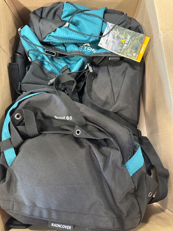 Photo 1 of TETON Sports Scout Internal Frame Backpack - High-Performance Hiking, Camping & Travel - Water Bladder Storage & Rain Cover Repellant - Adjustable Gear for Sleeping Bag Backpacking - Pacific, 65L 65L Pacific