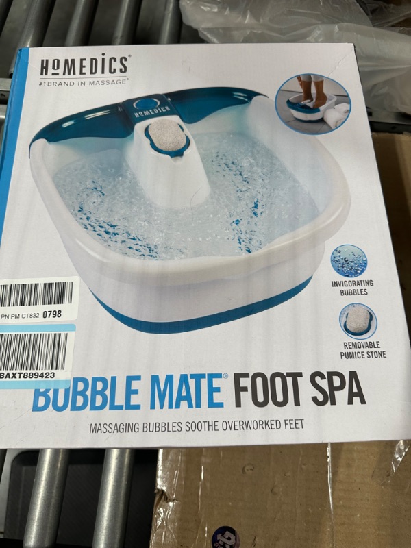 Photo 2 of HoMedics Bubble Mate Foot Spa, Toe Touch Controlled Foot Bath with Invigorating Bubbles and Splash Proof, Raised Massage nodes and Removable Pumice Stone