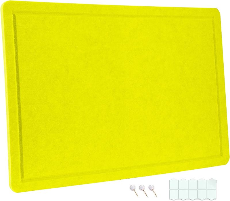 Photo 1 of EGINO Felt Bulletin Board, 15.7' x 23.6' Pin Board for Offices Home Wall Decoration, Notice Board with Push Pins for Paste Notes, Photos, Schedules Better Than Cork Board(Lemon-Yellow)