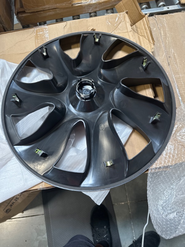 Photo 4 of LOZUZ Model Y Wheel Cover 19 Inch Wheel Replacement Hub Caps Set of 4 Blade Style 2020-2023 Model Y Gemini Wheel Cover Replacement 3 Sets of T Logos?Blade Style Black?