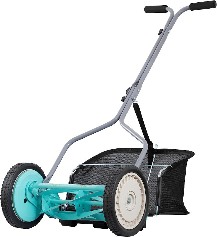 Photo 1 of American Lawn Mower Company 1304-14GC 14-Inch 5-Blade Push Reel Lawn Mower with Grass Catcher, Mint