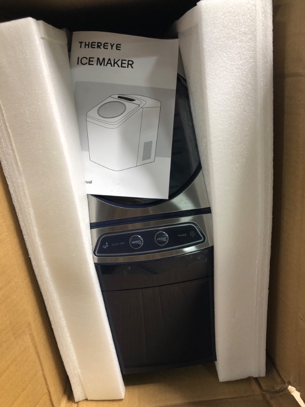 Photo 4 of ***FOR PARTS ONLY*** Thereye Countertop Nugget Ice Maker, Pebble Ice Maker Machine, 30lbs Per Day, 2 Ways Water Refill, 3Qt Water Reservoir & Self-Cleaning, Stainless Steel Finish Ice Machine for Home Office Party