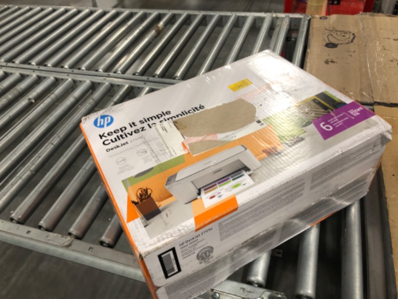 Photo 1 of HP DeskJet 2755e Wireless Color All-in-One Printer with bonus 6 months Instant Ink (26K67A), white