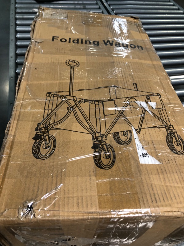 Photo 1 of 220L Collapsible Folding Wagon with 330Lbs Large Capacity, Wagons Carts Heavy Duty Foldable with Side Pocket & Brakes [1 Year Warranty]