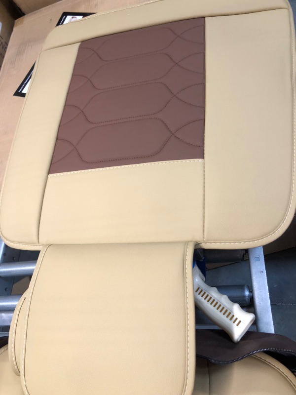 Photo 3 of OASIS AUTO Car Seat Covers Accessories Full Set Premium Nappa Leather Cushion Protector Universal Fit for Most Cars SUV Pick-up Truck, Automotive Vehicle Auto Interior Décor (OS-004 Coffee) FULL SET TAN&BROWN