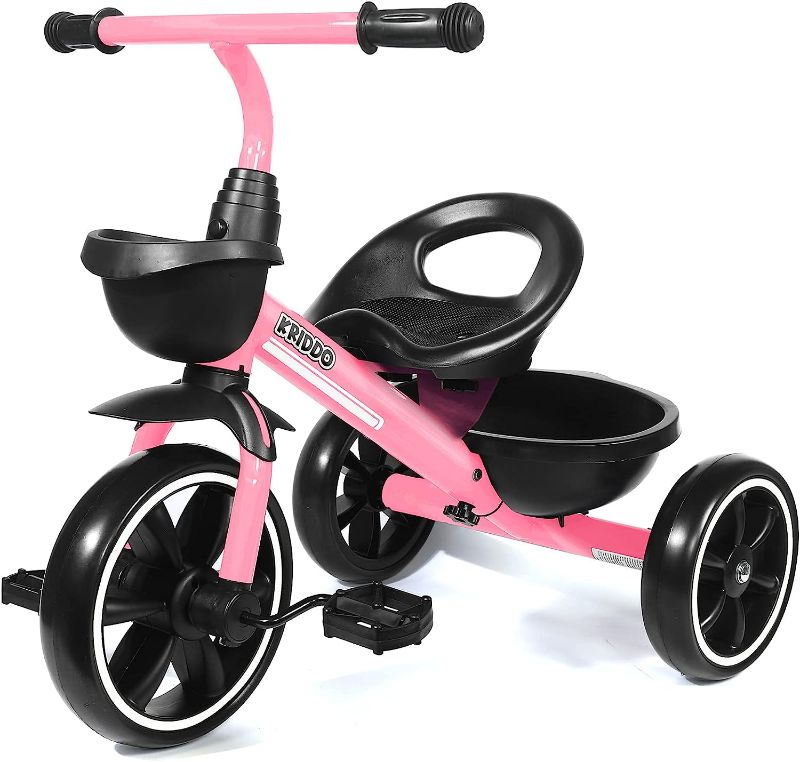 Photo 1 of KRIDDO Kids Tricycles Age 24 Month to 4 Years,Gift Toddler Trike for 2.5 to 5/ 2-4 Year Olds, Pink
