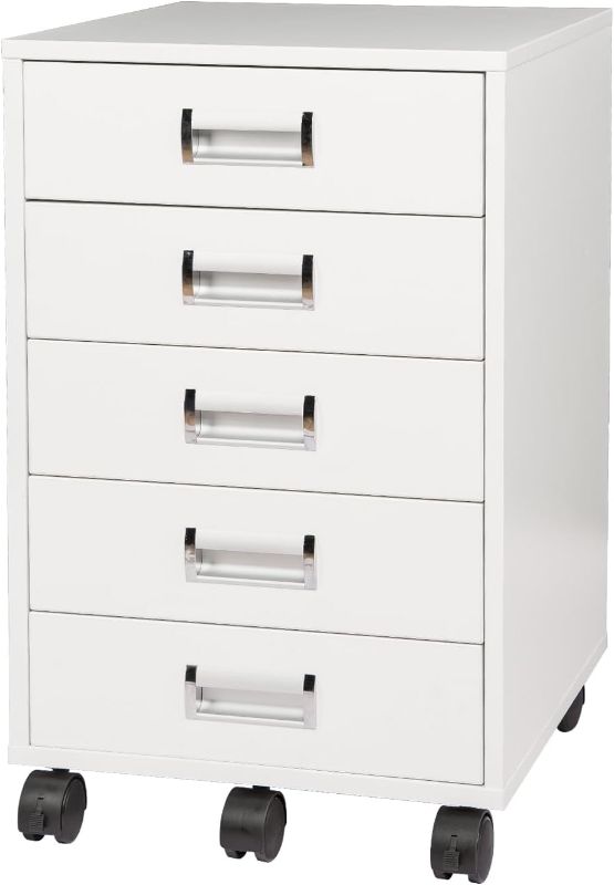 Photo 1 of TOPSKY 5 Drawer Mobile Cabinet Fully Assembled Except Casters Built-in Handle (White)
