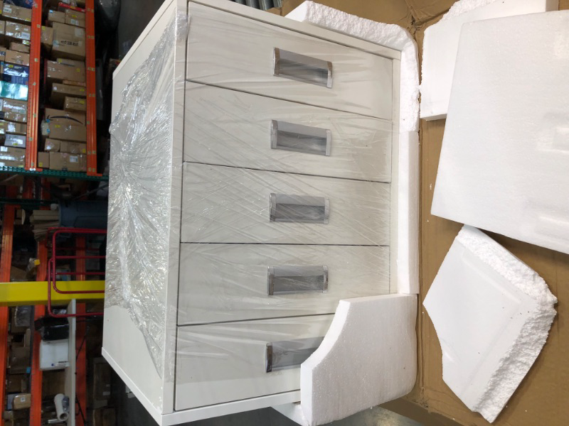 Photo 3 of TOPSKY 5 Drawer Mobile Cabinet Fully Assembled Except Casters Built-in Handle (White)
