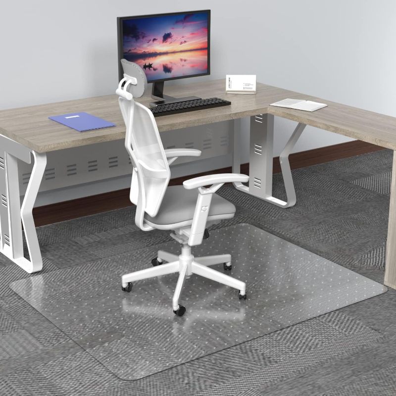 Photo 1 of Amyracel Large Chair Mat for Low Pile Carpet, 60'' x 46'' Clear, Easy Glide Rolling Plastic Floor Mat for Office Chair on Carpet Protection for Work, Home, Phthalate Free (46'' x 60'' Rectangle) For Low Pile Carpet 46"x60" Rectangular