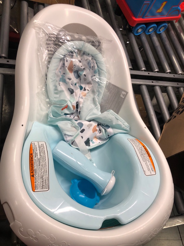 Photo 3 of Fisher-Price Baby to Toddler Bath 4-In-1 Sling ‘N Seat Tub with Removable Infant Support and 2 Toys, Pacific Pebble
