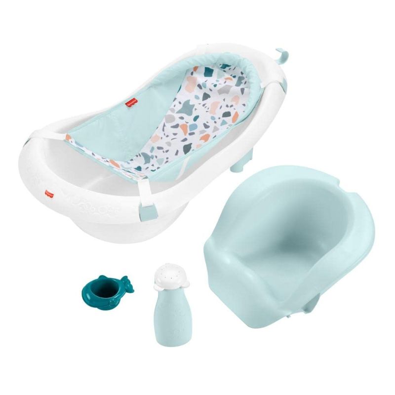 Photo 1 of Fisher-Price Baby to Toddler Bath 4-In-1 Sling ‘N Seat Tub with Removable Infant Support and 2 Toys, Pacific Pebble
