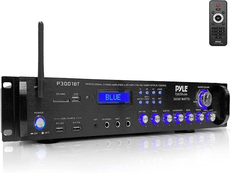 Photo 1 of Pyle Bluetooth Hybrid Amplifier Receiver - Home Theater Pre-Amplifier with Wireless Streaming Ability, MP3/USB/SD/AUX/FM Radio (3000 Watt)