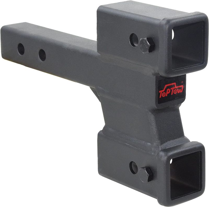 Photo 1 of TOPTOW Trailer Dual Hitch Extender Adapter with 2 & 4-inch Riser/Drop, 2" Receiver, 2-inch Solid Shank, 10000lbs Capacity