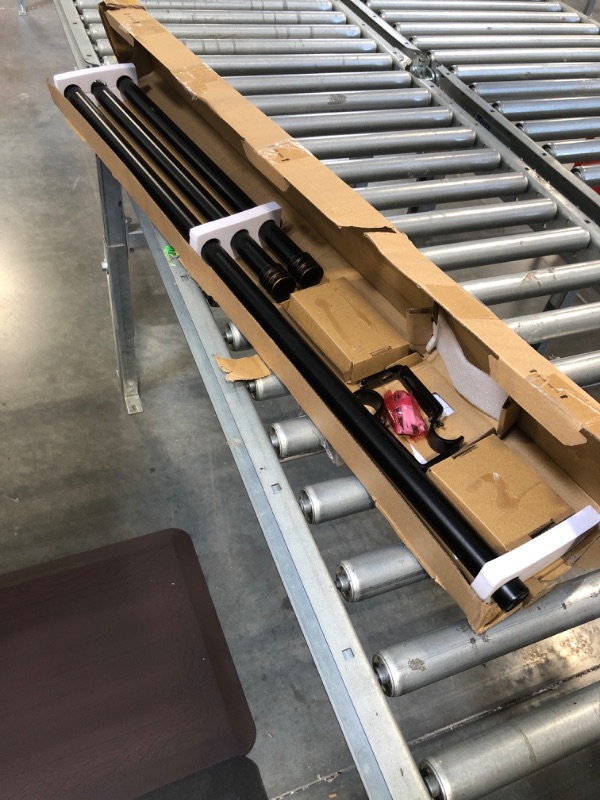 Photo 1 of HOTOZON 1 Inch Bay Window Curtain Rods, 36-72 Inch Center Rod for window (24 to 68 Inch), 20-36 Inch Side Rods for windows (16-32 Inch), Black, End Cap Finials