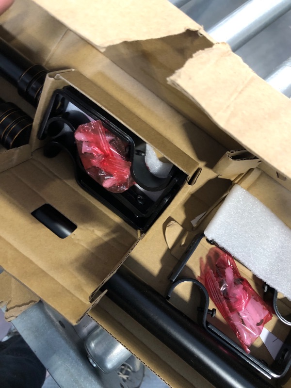 Photo 1 of HOTOZON 1 Inch Bay Window Curtain Rods, 36-72 Inch Center Rod for window (24 to 68 Inch), 20-36 Inch Side Rods for windows (16-32 Inch), Black, End Cap Finials