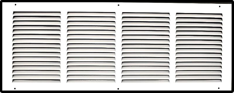 Photo 1 of 24"W x 10"H [Duct Opening Size] Steel Return Air Grille (AGC Series) Vent Cover Grill for Sidewall and Ceiling, White | Outer Dimensions: 25.75"...
