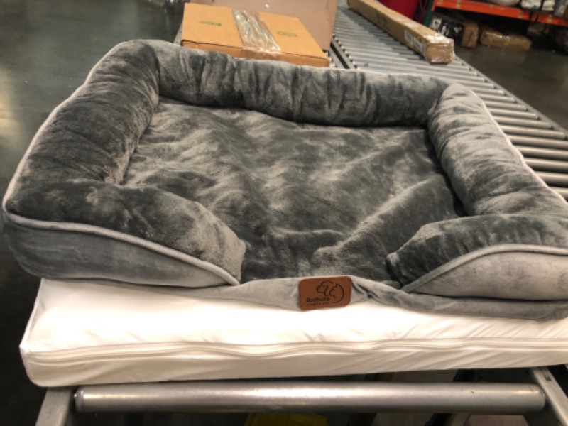 Photo 3 of Bedsure Orthopedic Dog Bed, Bolster Dog Beds for Medium/Large/Extra Large Dogs - Foam Sofa with Removable Washable Cover, Waterproof Lining and Nonskid Bottom Couch M?28x23x7"? Grey