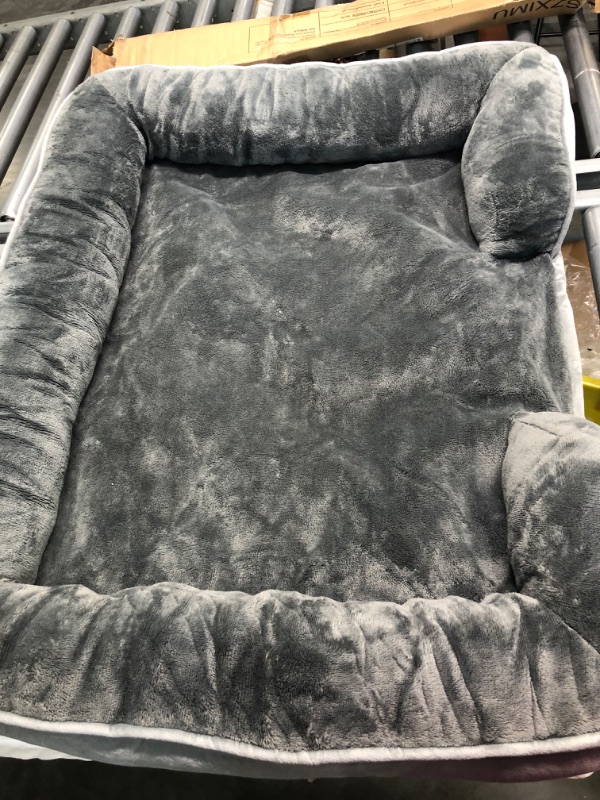 Photo 1 of Bedsure Orthopedic Dog Bed, Bolster Dog Beds for Medium/Large/Extra Large Dogs - Foam Sofa with Removable Washable Cover, Waterproof Lining and Nonskid Bottom Couch M?28x23x7"? Grey