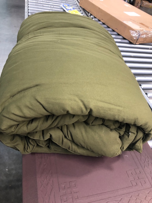 Photo 3 of  Ultra-Soft Queen Washed Bed Comforter. All Seasons Use Light Weight with Warm Fluffy Washable Cotton Microfiber Fabric Queen/Full,Dark Olive Green
