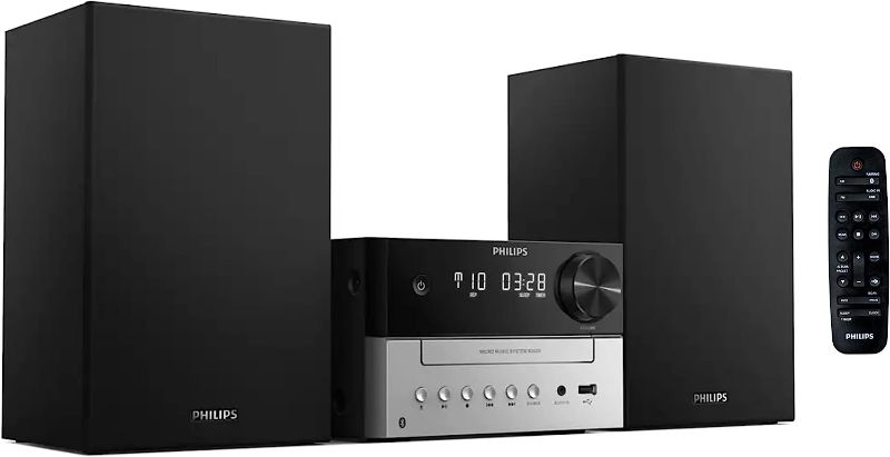 Photo 1 of PHILIPS Bluetooth Stereo System for Home with CD Player, MP3, USB, Audio in, FM Radio, Bass Reflex Speaker, 60W, Remote Control Included